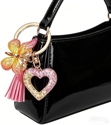 Initial Letter Keychain Cute Keychain Butterfly Sequins Alphabet Resin Name Tassel Keychain for Women's Gift - Image 4