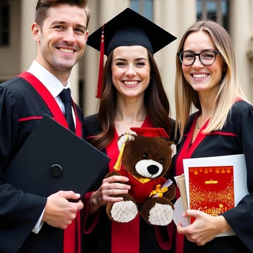 Bear with Graduation Cap Toys Class of 2026 Plush Stuffed Teddy Bear Animal Dog Cap and Gown with Greeting Card and Bag for Graduation Day Gift(Red) - Image 5