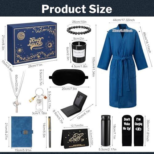 13 Pcs Birthday Gifts Baskets for Men Gifts Set for Christmas, Teal - Image 2