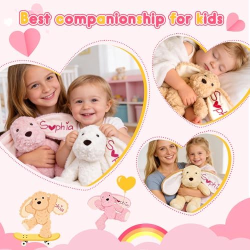 Custom Embroidered Plush Dog with Name, Personalized Baby Plush Toys, Personalized Dog Stuffed Animal, 1-14 Year Old Girl Toys, Easter Birthday Gifts for Baby Boys Girls Toddlers (Dog) - Image 2