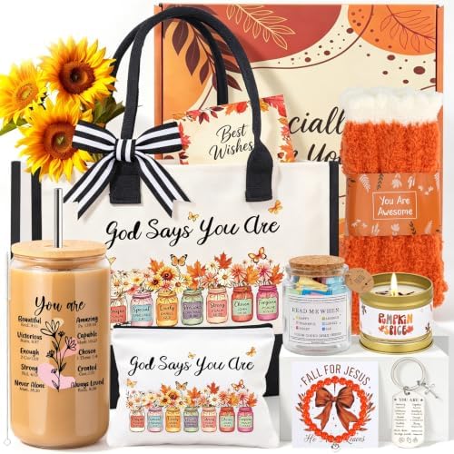 12pcs Christian Gifts for Women, Fall Gifts Baskets for Her by Soyminer