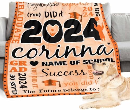 Funny Graduation Gift Soft High School Graduation Gifts Custom Blankets with Photos and Text Congratulations Gift Class of 2024 Blankets Graduation Gift for Him, 54x70inch - Image 4