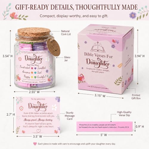 Bible Verses Jar for Daughter – Daughter Gifts From Mom, Graduation Gifts for Daughters, 92 Bible Verses Folded by hand, Christian Gift for Women - Image 2