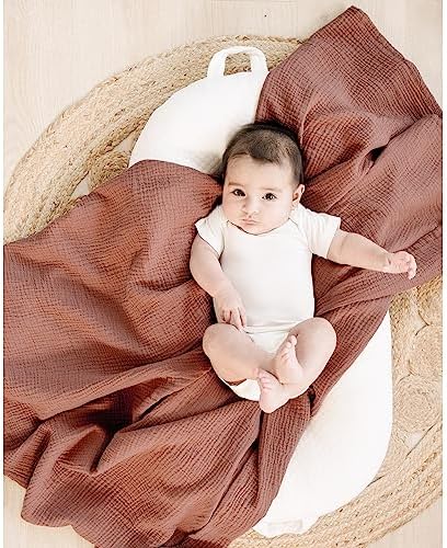Konssy Muslin Swaddle Blankets, 100% Cotton Receiving Blankets, 47"x 47" - Image 2
