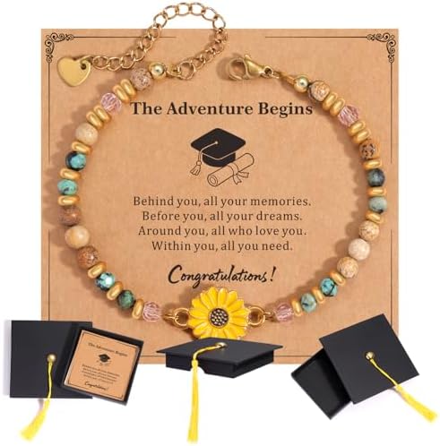 Graduation Gifts 2026 for Her Him, Class of 2026 Graduation Bracelets with Unique Cap Gift Box, Inspirational Keepsake for Women Men Middle High School University College Graduates - Image 5