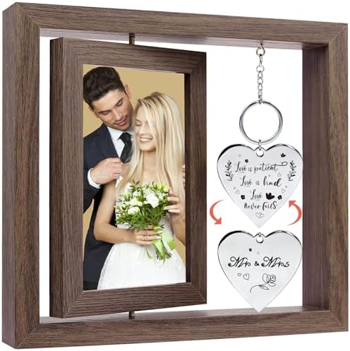 Wedding Gifts Bridal Shower Gifts Engagement Gift for Couples,4x6 Mr & Mrs Wedding Picture Frame,Love is Patient Love is Kind Picture Frame by Fooyekep