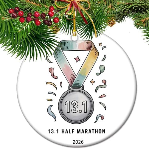 2026 Half Marathon Ceramic Keepsake, 13.1 Miles Running Achievement Gift, Inspirational Finisher Medal Memorial, Personal Best Commemorative Gift for Runners by Vexorion