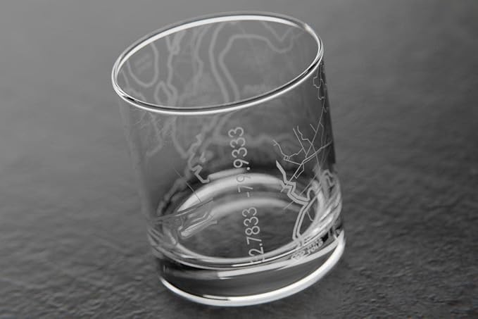 Well Told Engraved Charleston South Carolina Map Rocks Glass, Old Fashioned Whiskey Glass (11 oz, Clear) Etched Whiskey Glass, Gifts For Whiskey Lovers