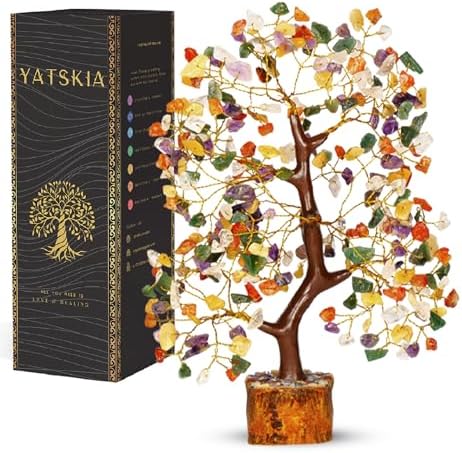 YATSKIA Mix Chakra Crystal Tree | Chakra Tree of Life | Spiritual Gifts | Crystals and Gemstones | Birthday Gifts for Women | Office Decor for Women | 10 Inch 300 Beads by YATSKIA