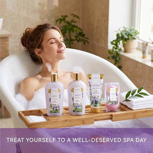 Spa Gifts for Women - Spa Luxetique Bath Baskets for Women, 8 Pcs Lavender Bath Sets with Bubble Bath, Lotion, Birthday Sets, Mothers Day Gifts for Mom - Image 6