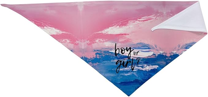 He Or She What Will It Be? Gender Reveal/Baby Announcement Dog Bandana,Pet Neckerchief for Pets Daily Wear Photo Prop Party Supplies (Oil Paint Style)