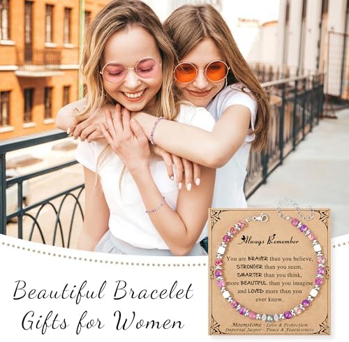 Gifts for Women Moonstone Bracelet, Amazonite Imperial Jasper Bracelets - Image 7
