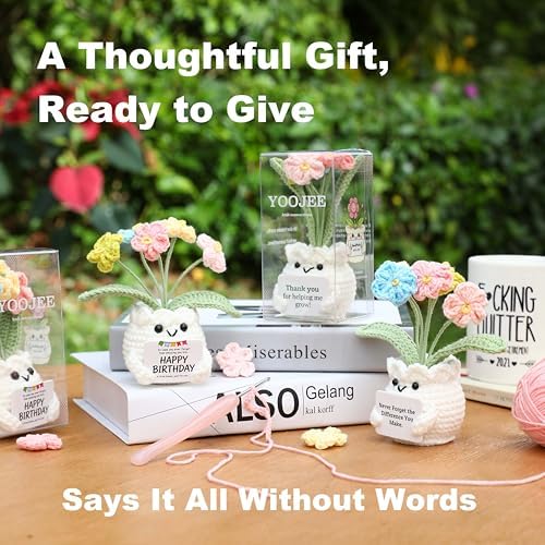 Teacher Gifts for Women, Helping Me Grow Crochet Flower Pot - Image 2