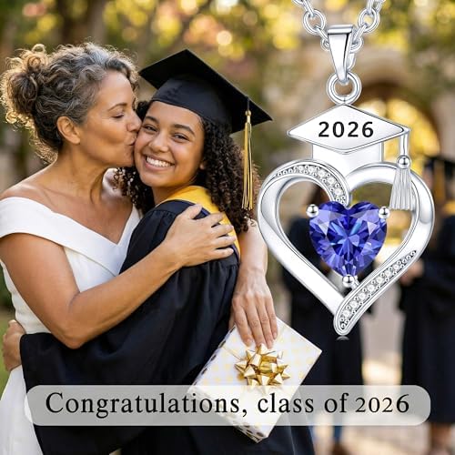 AIGOUWU 2026 Graduation Gifts - 925 Sterling Silver Heart Birthstone Necklace High School College Graduation Jewelry for Her 2026 - Image 7