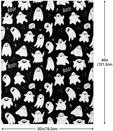 Boo Blanket - Halloween Ghost Throw Blankets for Girls & Boys Spooky Decor - Soft Fleece Flannel Black White Blanket for Toddler, Kids - Halloween Blankets for Crib, Stroller, Couch & Bed 30x40 Inches - Image 2