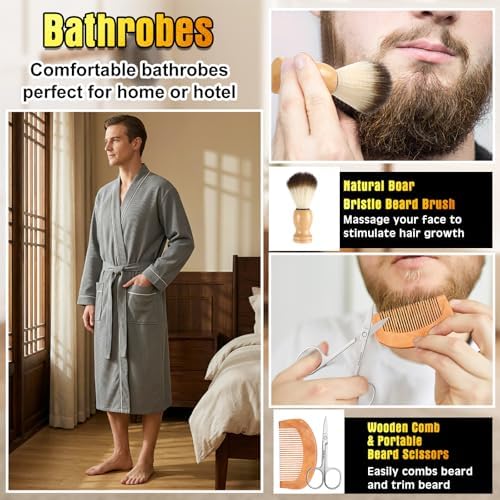 Shyyween 10 Pcs Birthday Gifts Baskets for Men Beard Care Set,Gray - Image 5
