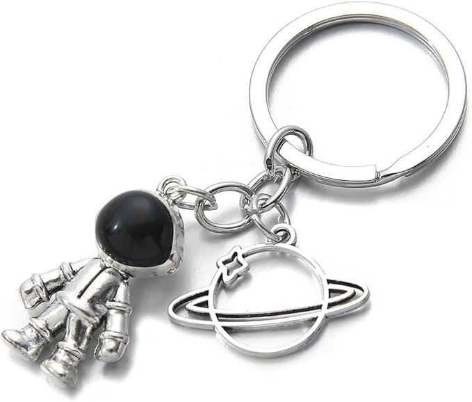 PHAETON 20PCS Robot Keychains Men Creative Spacemen Key Chain Space Robot Key Ring for Space Favors Lover Gifts Office Backpack Purse Charm