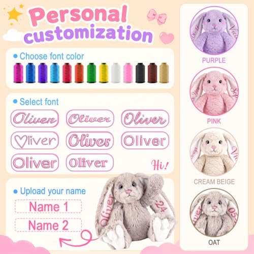 Personalized Bunny Plush with Embroidery Name, Custom Bunny Stuffed Animal - Image 5