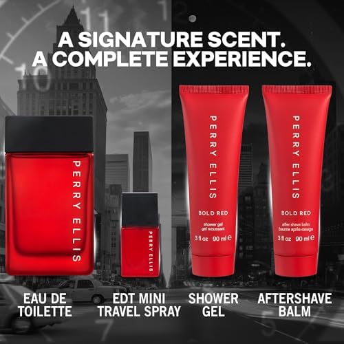 Perry Ellis Bold Red 4-Piece Gift Set, Bold Fragrance Cologne Set for Men - Image 3