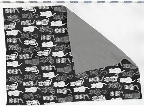 Stylish Cat Shapes Baby Blankets for Girl Boy Black and White Cats Stripes Soft Mink Dotted Backing Double Layer Swaddle Blanket Cats Lover Gift Nursery Bed Blanket Infant Toddler Crib 30x40 - Image 3