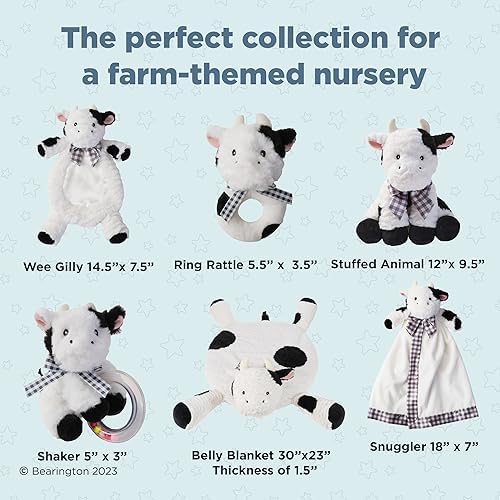 Bearington Collection Lil' Gilly 5.5 in Cow Baby Rattle - Baby Wrist Rattles - Plush Rattles Gift for Newborn - Image 4
