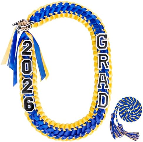ALKB 2026 Graduation Lei Set - Two-Tone Braided Ribbon with Honor Cord, Unisex Graduation Gift for Graduates, Polyester by ALKB