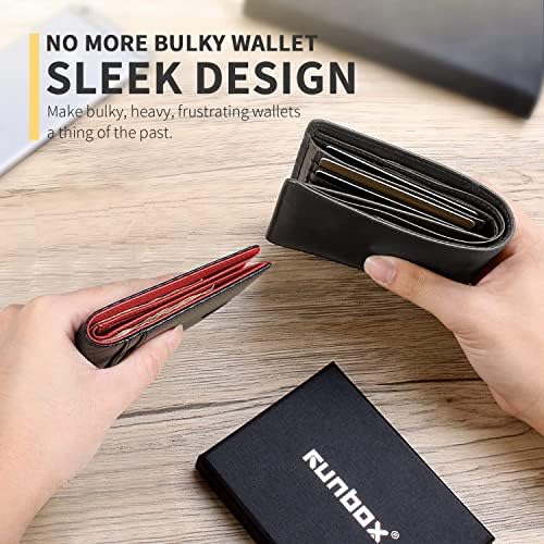 RUNBOX AirTag-Wallet-Mens-Slim-RFID Blocking Wallets Leather with Bill Compartment Air Tag Bifold Card Holder Wallet Gifts for Men Dad - Image 5