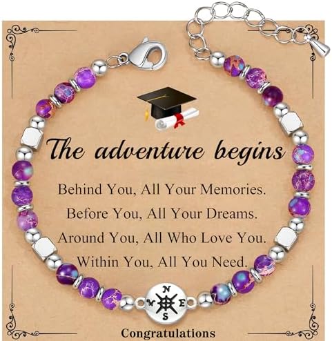 Graduation Gifts for Her 2026, Graduation Bracelet with Compass 5th 6th 8th Grade High Middle School College Graduates Gifts for Her Daughter Granddaughter by HiStock
