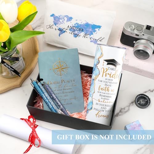 Domensi 6 Pcs Class of 2026 Graduation Gifts for Her Women Blue 20 oz Tumbler Makeup Bag Journal Ballpoint Pen Inspirational Graduation Gifts Set for College High School Daughter Sister Friend - Image 4