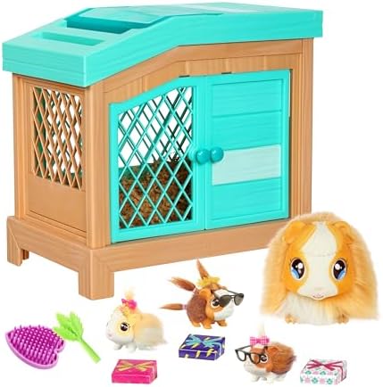 Little Live Pets Mama Surprise Guinea Pig Plush Toy, Interactive Stuffed Guinea Pig Hutch and 3 Babies, Animal Plush with 20+ Sounds, Toys for Ages 4+ by LittleLivePets