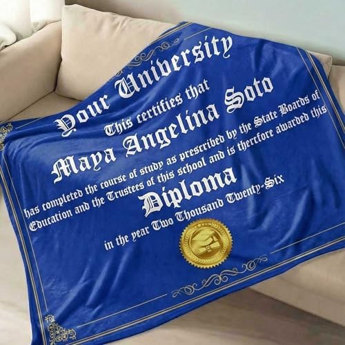 BYFDIY Custom Graduation Blanket 2026 Fleece Personalized Name Throw Blanket with Certificate Design High School College Grad Keepsake Gift for Graduates Her Him Senior Daughter Son 50"×60" - Image 6