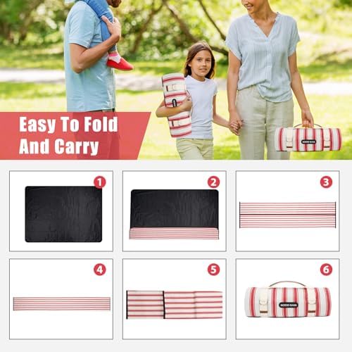 G GOOD GAIN Waterproof Picnic Blankets Outdoor Machine Washable, Apple - Image 6