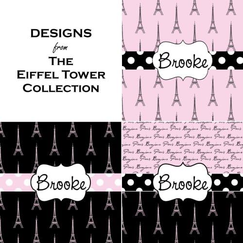RNK Shops Personalized Black Eiffel Tower Waste Basket - Double Sided (White) - Image 7