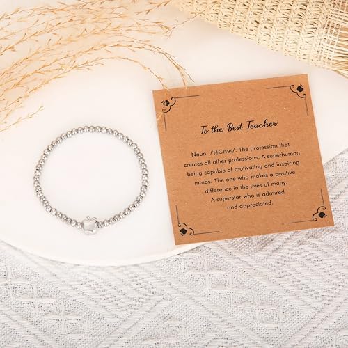RZKING Graduation Gifts for Women, Dainty Silvery Beaded Bracelet for Women - Image 4