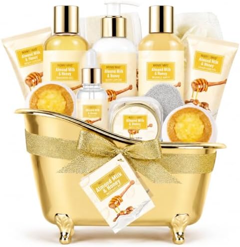 Spa Gift Basket for Women, 13pcs Almond Milk & Honey with Body Wash Christmas Gifts Set for Women by NOMEMIO