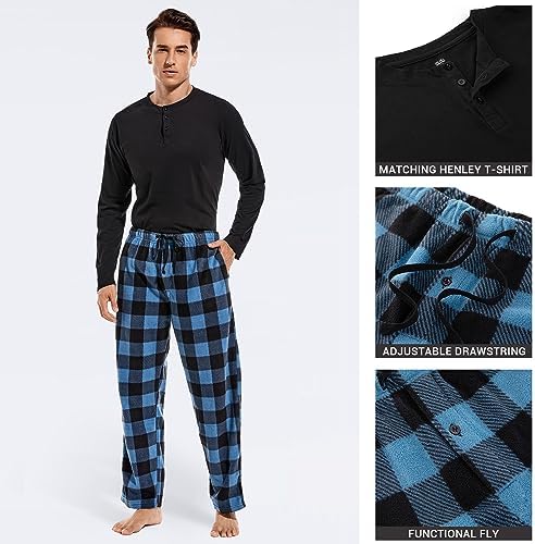 DG Hill Mens Pajama Pants - Pajamas Set Flannel PJ Pants for Men Cotton Top - Image 2