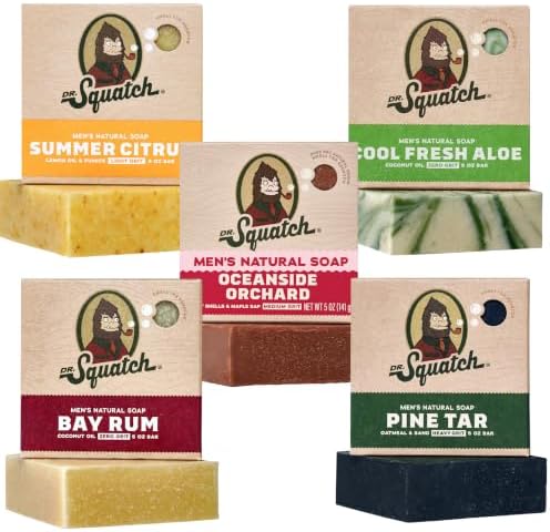 Dr. Squatch Natural Men’s Bar Soap, Body Soap Bar (5oz, 5-Pack) by DrSquatch