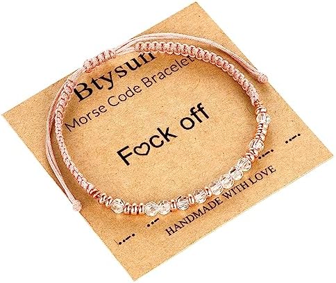 Morse Code Bracelets for Women Mothers Day Gifts 2026 Graduation Gifts Mom Birthday Gift Pink Braided Bracelets Teen Trendy Stuff Inspirational Best Friend Birthday Gifts for Daughter Girlfriend Christmas Stocking Stuffers Jewelry by BTYSUN