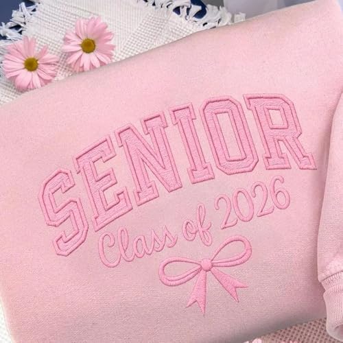 POPPOP Personalized Embroidered Senior Sweatshirt, Class of 2026, Custom Graduation Shirt, School Shirt for Her - Image 3