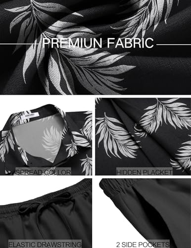 COOFANDY Men's Summer Beach Outfits 2 Piece Short Sleeve Shirts and Shorts Vacation Texture Linen Sets for Men - Image 4