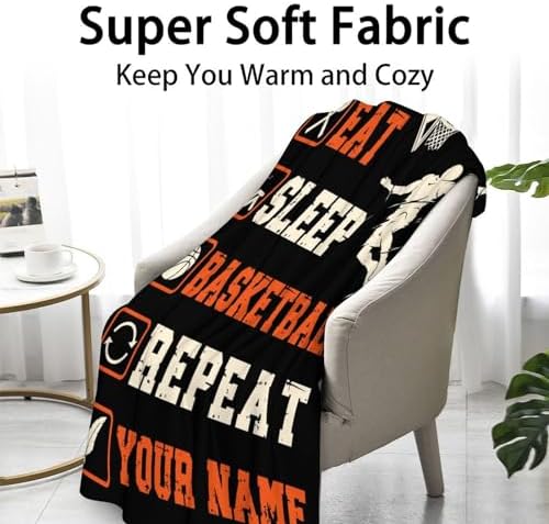Mercuryelf Custom Basketball Throw Blanket - Soft, Fuzzy & Warm - 60x80 Inches Flannel Blankets for Bed, Couch - Black Sports Funny Throws Gift for Men, Women - Image 2
