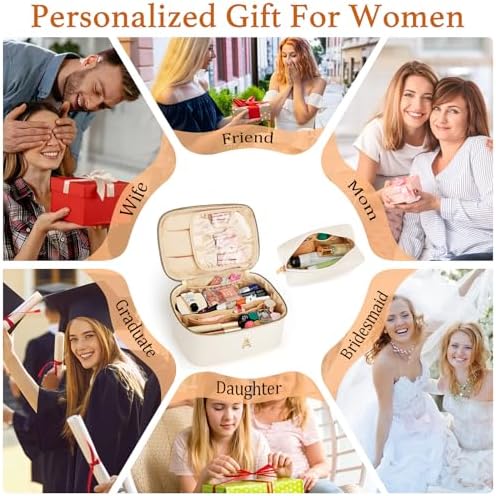 Personalized Initial Travel Makeup Toiletry Bag Gifts for Women - Image 2