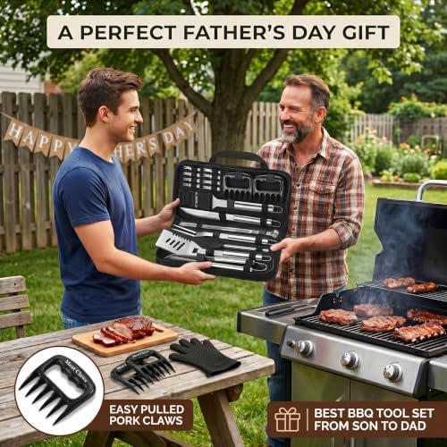 Romanticist 23pcs Stainless Steel BBQ Grill Tools & Accessories Kit, Silver - Image 2