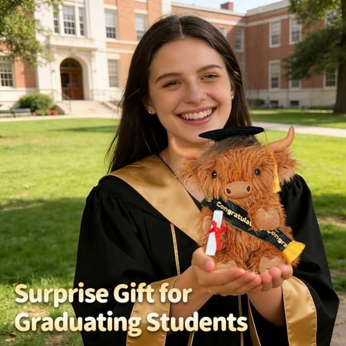 Graduation Decorations 2026 Highland Cow Plush，9.84 Inch Class of 2026 Graduation Plush Cow Stuffed Animal,Cute Graduation Gifts for Kindergarten, High School, and College Graduates (Highland cow) - Image 6