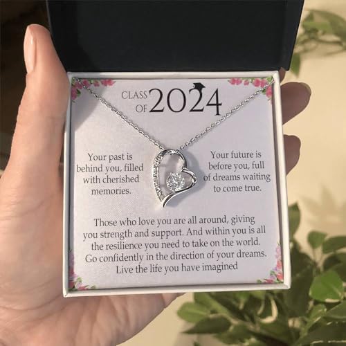 VIRAGIL 2023 Graduation Gifts for Her, Class of 2024 Love Knot Sterling Silver Pendant Necklace Senior College Graduation Jewelry Gifts for Girl Daughter - Image 4