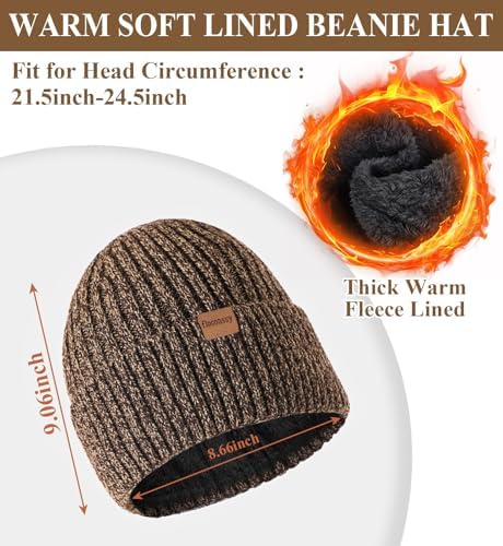 floconssy Men's Winter Hat Scarf Gloves Set of 3, Knit Thermal Combo Gifts - Image 2