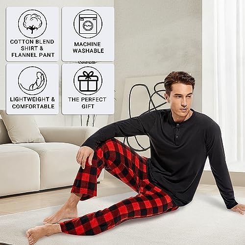 DG Hill Mens Pajama Pants - Pajamas Set Flannel PJ Pants for Men Cotton Top - Image 3