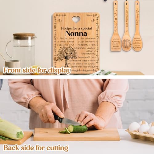 Nonna Gifts - "Recipe for a Special Nonna" Gifts for Nonna Cutting Board Set, Bamboo-Made Engraved Utensil Set Nonna Gifts for Grandma Cutting Board, Mothers Day Gifts for Nonna. - Image 3