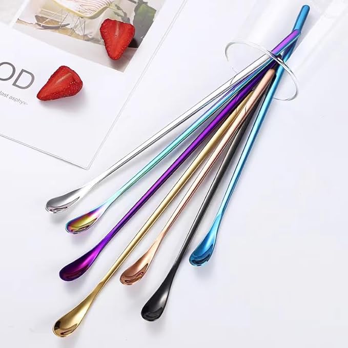 6Pcs Coffee Tea Espresso Long Handle Mixing Stirrers Spoon, Stainless Steel Mini Stirring Honey Spoons Tiny Mixing Iced Tea Spoons for Kitchen Soup Coffee Cocktail Mixing Stirring Tea Beverage10.4"