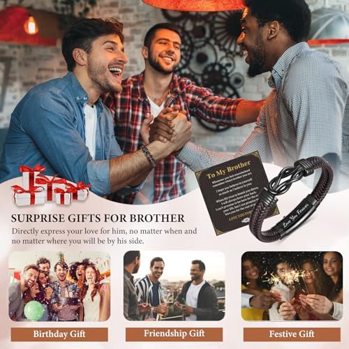 MEALGUET Men's Bracelets Gifts for Men - Brown Braided Leather Infinity Knot Bracelets Engraved Love Massage for Son Man Husband Boyfriend, Mens Bracelet Jewelry Gift for Birthday Valentine's - Image 2